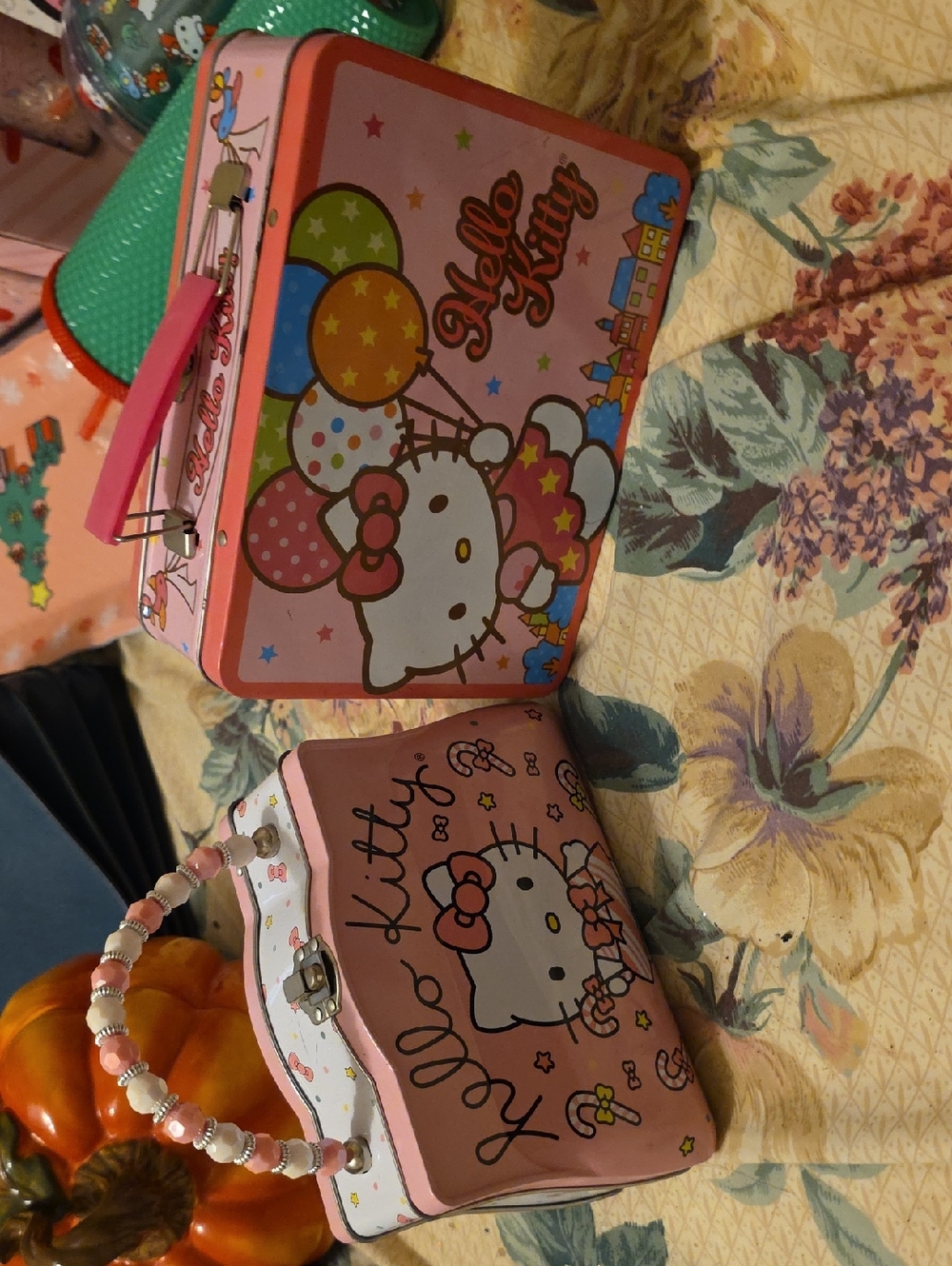 Hello Kitty Pink Lunchbox and Matching Pink Beaded Purse Set